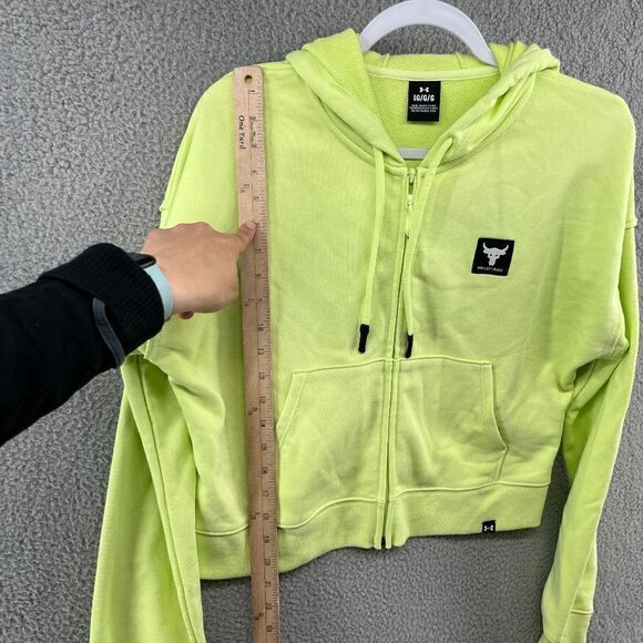 Under Armour Project Rock Heavyweight Terry Full-Zip Hoodie NWT Cropped sz large - Picture 12 of 15